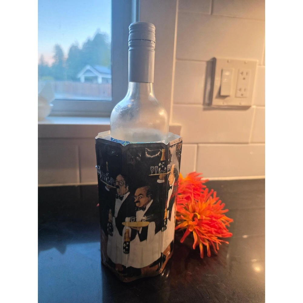 Rare VTG Vacu Vin Guy Buffet Wine Chiller Sleeve Art
